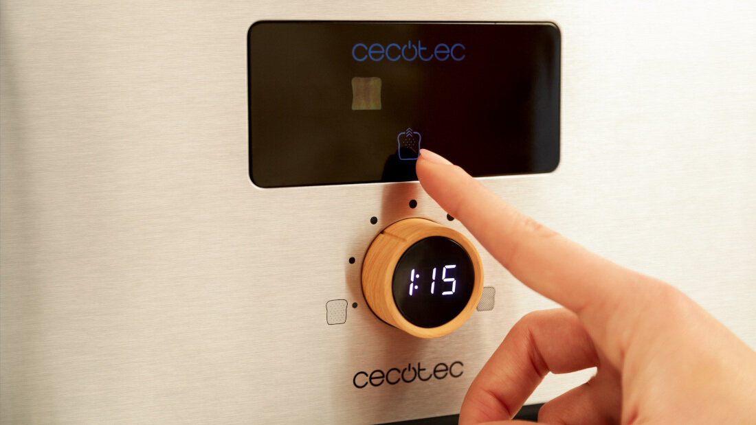 Toster CECOTEC Touch&Toast Extra Double Prosta obsługa dotykowa Intuicyjny ekran dotykow cyfrowe pokrętło ułatwieniey kilka sekund dostosowanie stopień opiekanie upodobania kontrola obsługa