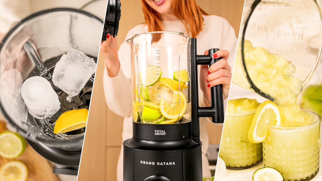 Blender kielichowy CECOTEC Grand Katana 2700 MAX Total Destroy Czarny Funkcja kruszenia lodu kostki lodu do napojów i deserów w kilka chwil smoothie, koktajl czy domową granitę