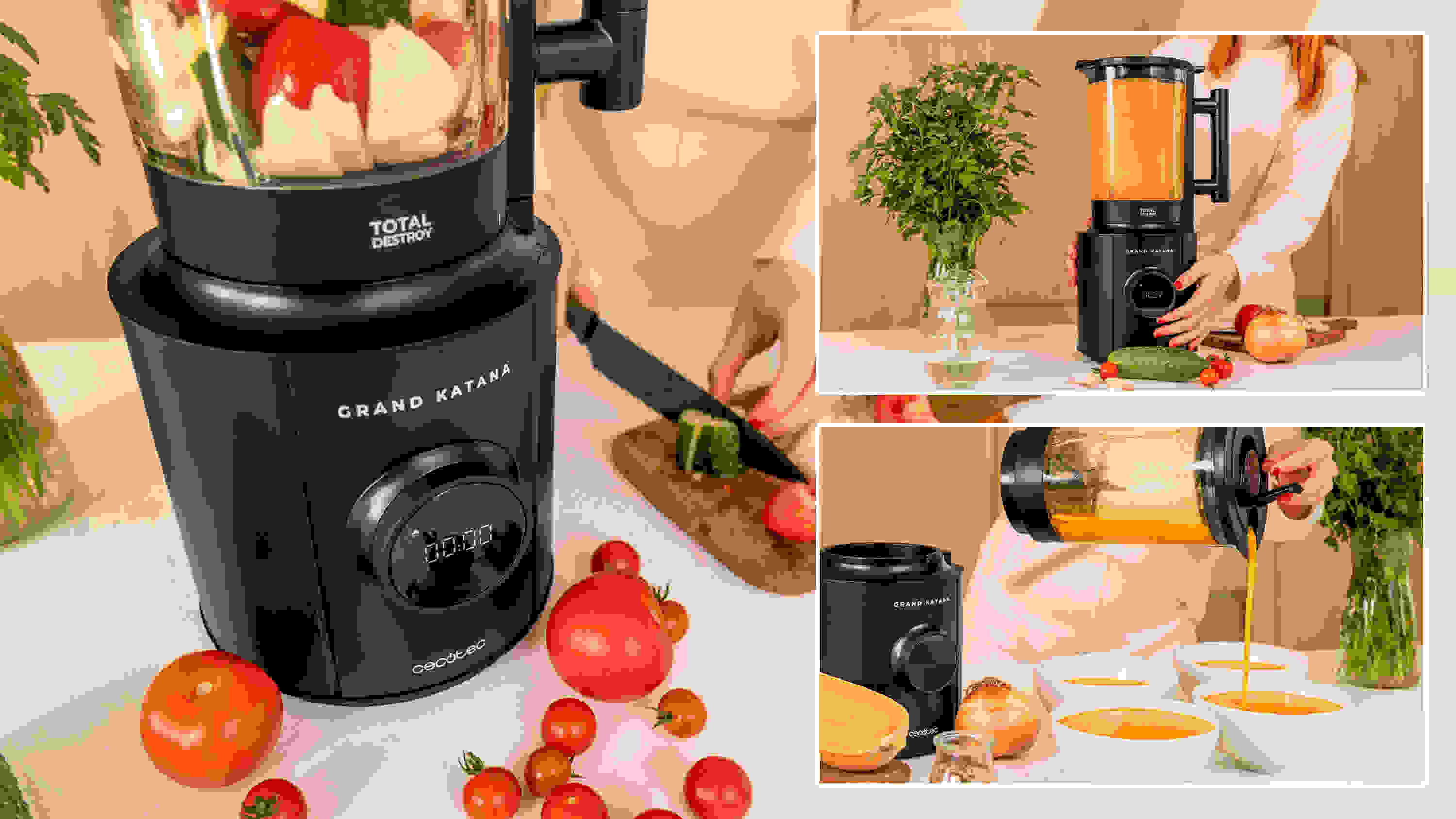 Blender kielichowy CECOTEC Grand Katana 2700 MAX Total Destroy Czarny Łatwość obsługi Prosta konstrukcja intuicyjny panel sterowania korzystanie posiłki