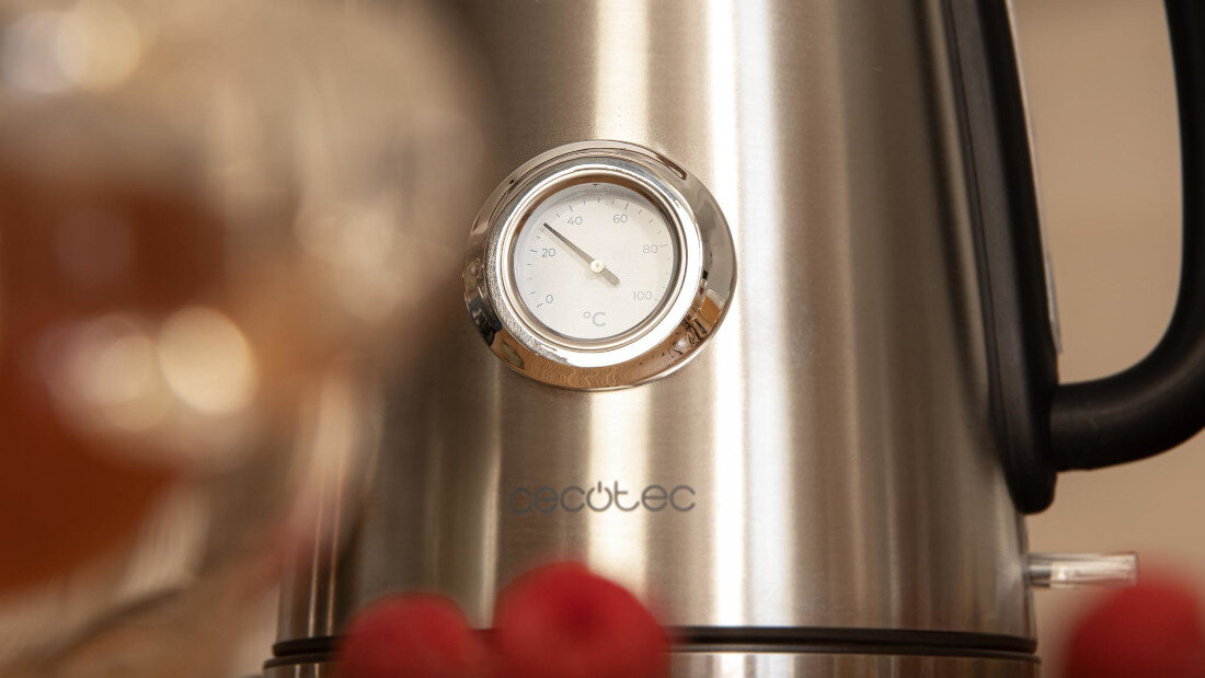 Czajnik CECOTEC Thermosense 620 Vintage Kontrola temperatury termometr analogowy śledzić proces podgrzewania wody kontrola ułatwienie przygotowanie naparów precyzja parzenie