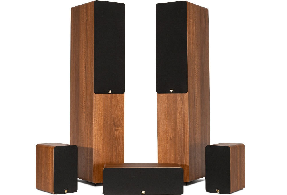 Kino domowe DENON AVR-X1800H + WILSON Scenix 5.0 Dolby Atmos DTS:X dźwięk 3D, kolumny na białym tle