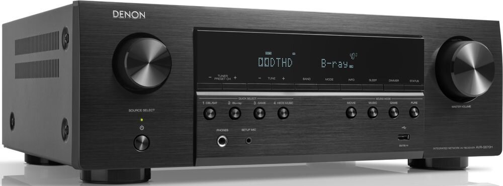 Zestaw Kina Domowego DENON AVR-S670H + WILSON Scenix 5.0, Wi-Fi Bluetooth AirPlay 2 HEOS Multiroom streaming, amplituner na białym tle