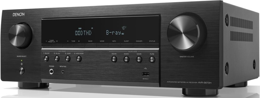 Zestaw Kina Domowego DENON AVR-S670H + WILSON Scenix 5.0, sterowanie aplikacją, Google Assistant, Siri i Amazon Alexa, amplituner na białym tle