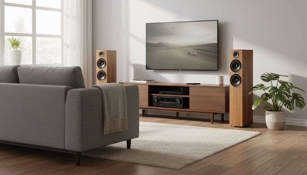 DENON AVC-S670H + WILSON Scenix 5.0, amplituner kina domowego 8K, dekodery Dolby TrueHD i DTS-HD Master Audio, zestaw kina domowego w pomieszczeniu