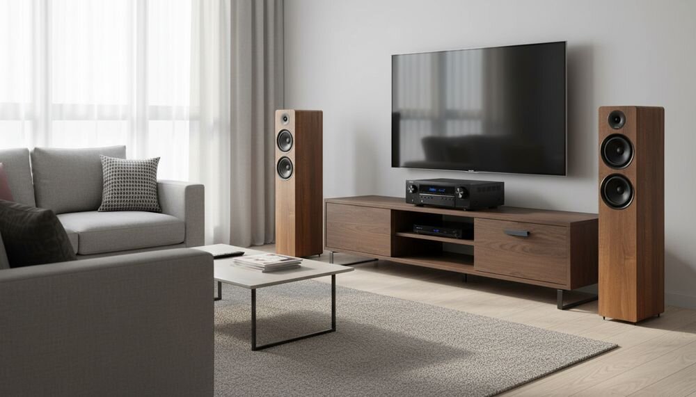 DENON AVC-S670H + WILSON Scenix 5.0, HEOS Multiroom, strumieniowanie Spotify, Tidal, Deezer, Amazon Prime Music i radio internetowe TuneIn, zestaw kina domowego w pomieszczeniu