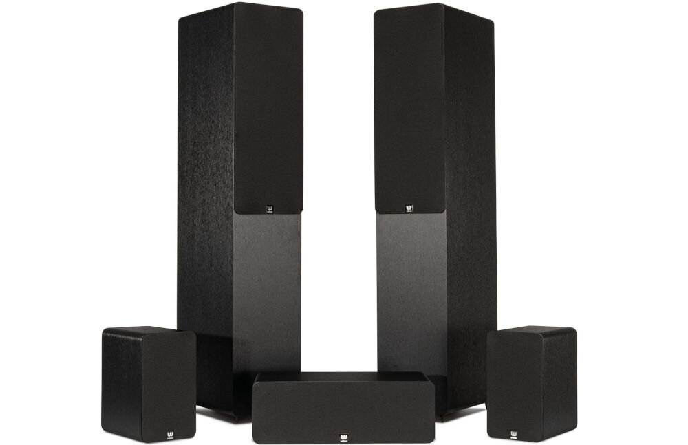 Kino domowe DENON AVR-X1800H + WILSON Scenix 5.0 Dolby Atmos DTS:X dźwięk 3D, kolumny na białym tle