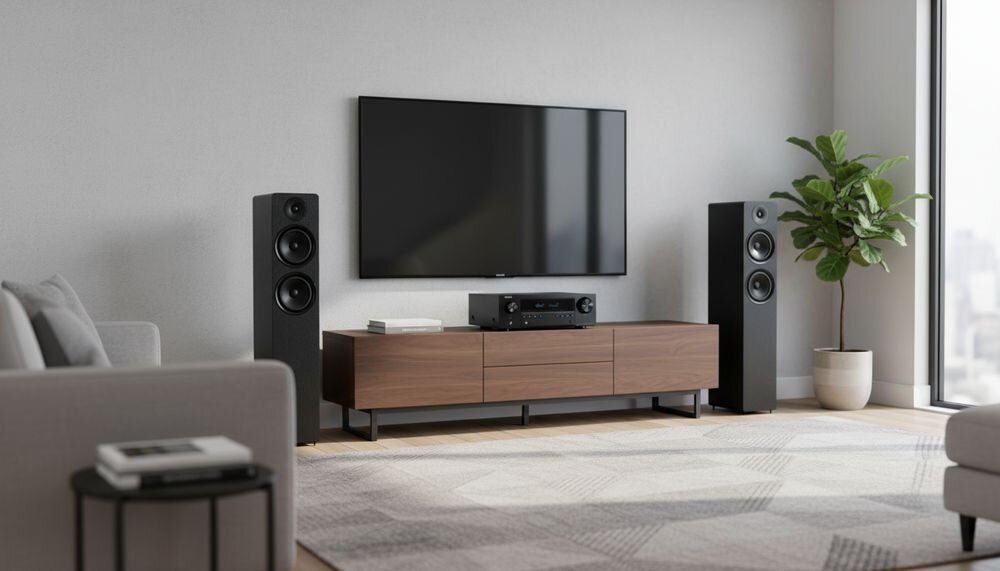 DENON AVC-S670H + WILSON Scenix 5.0, amplituner kina domowego 8K, dekodery Dolby TrueHD i DTS-HD Master Audio, zestaw kina domowego w pomieszczeniu
