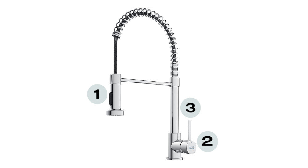 BATERIA KUCHENNA FRANKE  POLA SEMI PRO punkty oznaczenia wysoka wylewka montaż blisko ściany trwała głowica Ceramiczna 