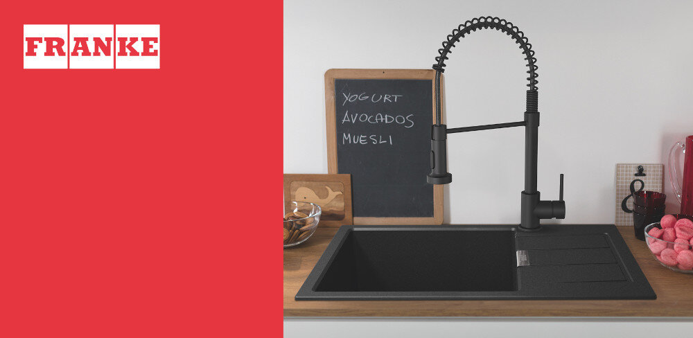BATERIA KUCHENNA FRANKE  POLA SEMI PRO wizualizacja kuchnia blat zlewozmywak jasne wnętrze logo marka znak