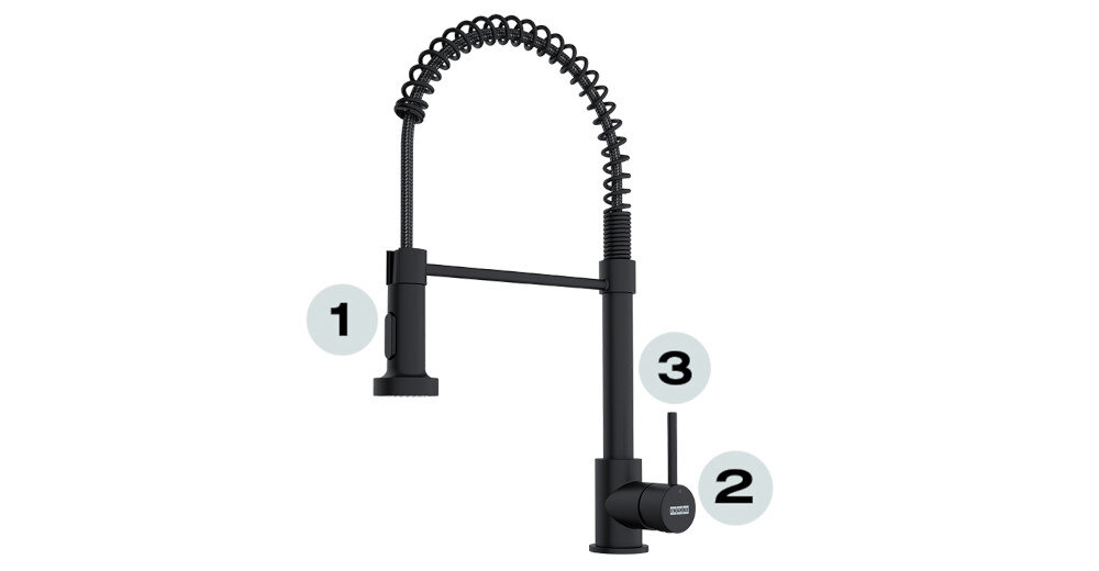 BATERIA KUCHENNA FRANKE  POLA SEMI PRO punkty oznaczenia wysoka wylewka montaż blisko ściany trwała głowica Ceramiczna 