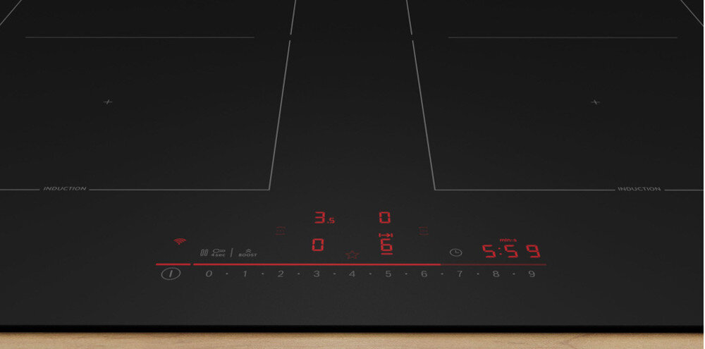 PŁYTA BOSCH PVQ61CHB1E panel sterowania dotykowy czerwone ikony intuicyjne łatwe sterowanie DirectSelect