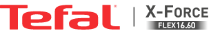 Logo z napisem \'Tefal X-Force FLEX 16.60\' w kolorach czerwonym i czarnym.