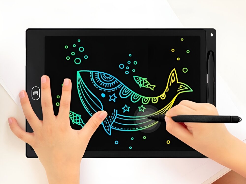 Tablet do rysowania BELINE Beli03476
                tablet z rysikiem i rysunkiem na białym tle kolorowe rysunki bez papieru ekran lcd siła nacisku nie emituje światła nie męczy oczu