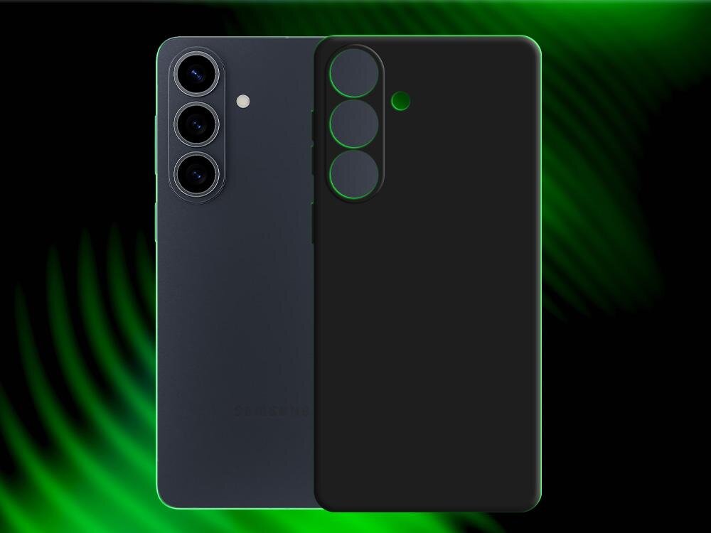 Etui 3MK Matt Case - etui z telefonem na czarno-zielonym tle