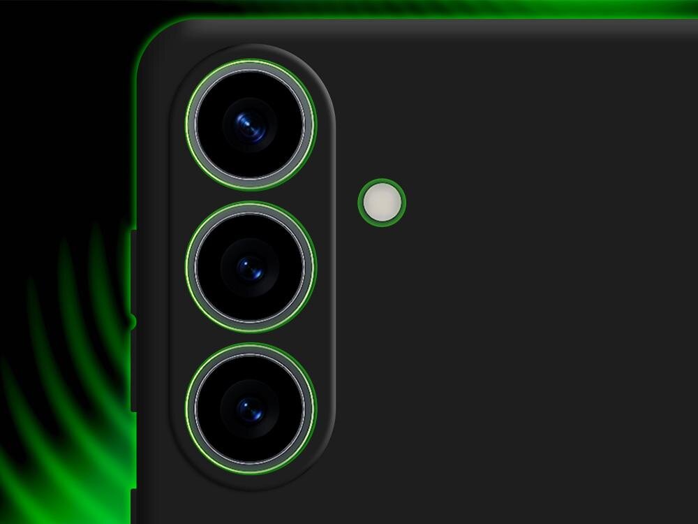 Etui 3MK Matt Case Moduł fotograficzny podwyższone krawędzie wokół obiektywów soczewki nie stykają się bezpośrednio z płaskimi powierzchniami - zbliżenie na aparaty