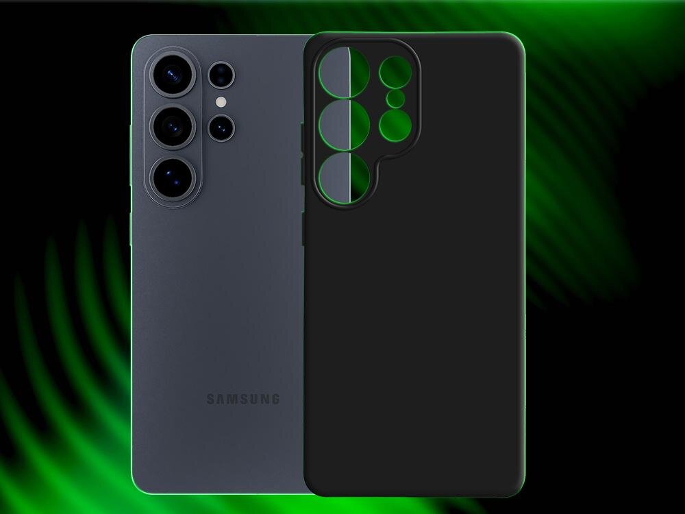 Etui 3MK Matt Case - etui z telefonem na czarno-zielonym tle