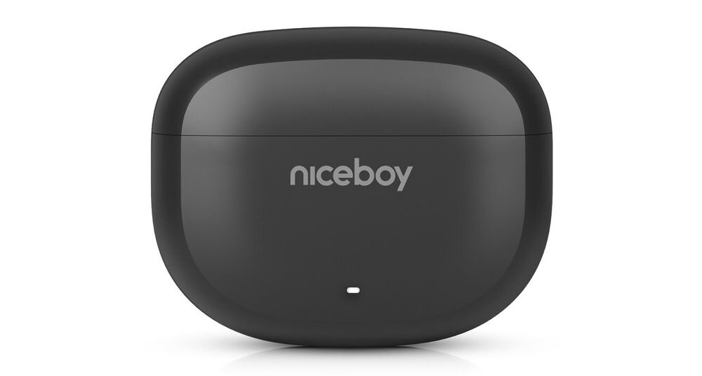 Słuchawki NICEBOY Pins 4 ANC z etui ładującym USB-C i czasem pracy 28 godzin, etui ładujące na białym tle