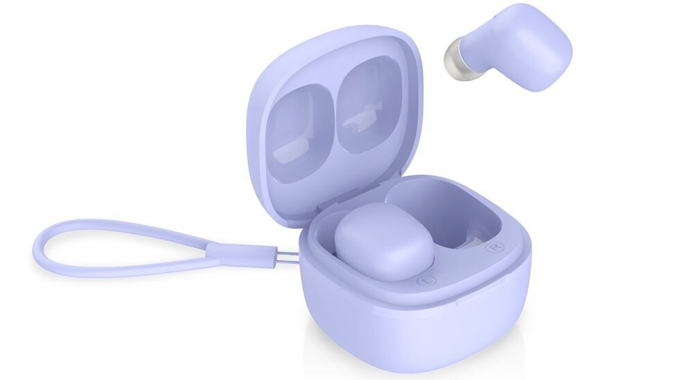 Słuchawki dokanałowe NICEBOY Hive Smarties automatyczne parowanie True Wireless, słuchawki z etui ładującym po skosie na białym tle