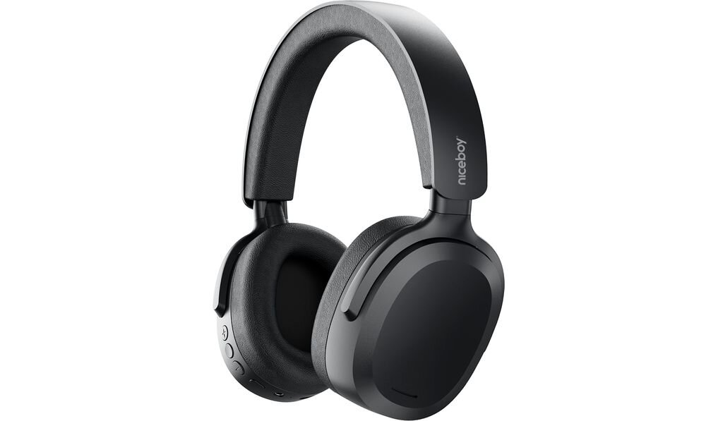 Słuchawki nauszne NICEBOY Sora lekkie 180 g miękkie nauszniki komfort noszenia, słuchawki nauszne po skosie na białym tle