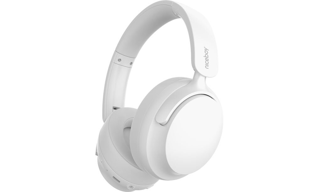Słuchawki nauszne NICEBOY Stellar ANC aktywna redukcja szumów Bluetooth 5.4, słuchawki nauszne po skosie na białym tle