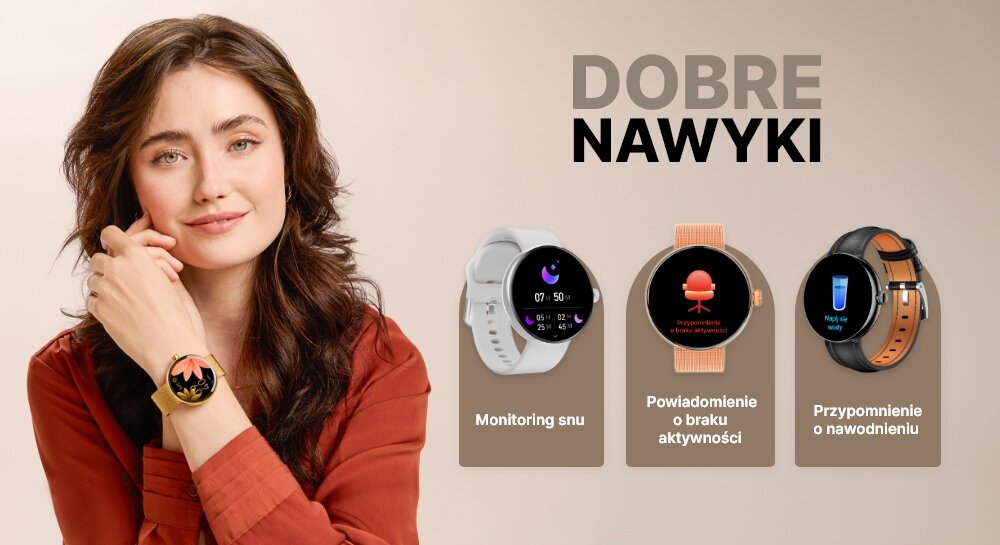 Smartwatch FOREVER Forevive 5 SB-365 ekran bateria czujniki zdrowie sport pasek ładowanie pojemność rozdzielczość łączność sterowanie krew puls rozmowy smartfon aplikacja