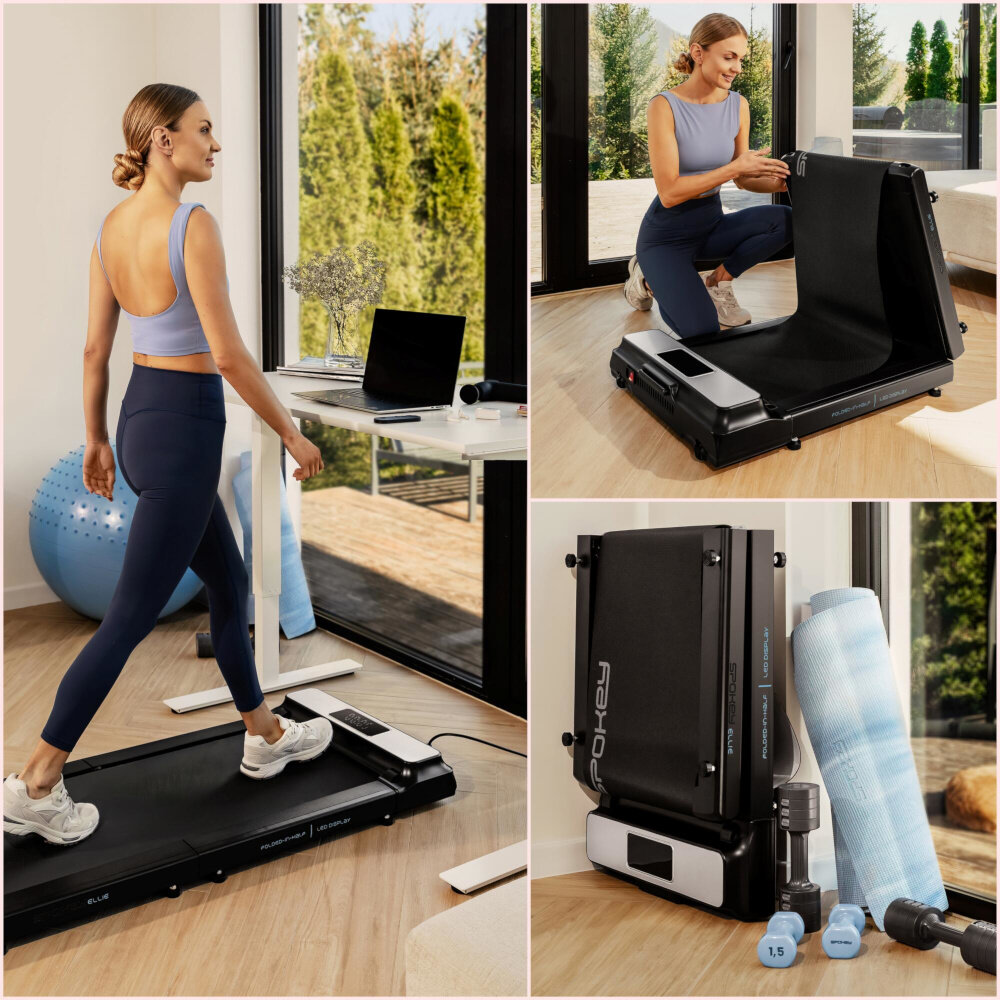 Bieżnia elektryczna SPOKEY Ellie 1120W 6km-h trening w domu spokojny trening cardio