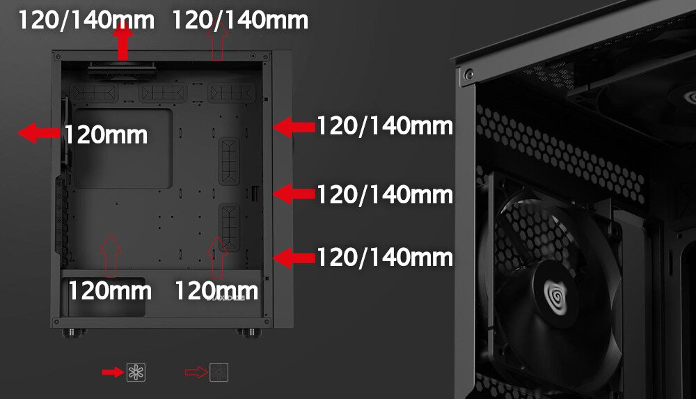 Obudowa GENESIS Diaxid 605F ciszą utrzymaniem optymalnych temperatur Dwa dodatkowe miejsca na górze i spodzie