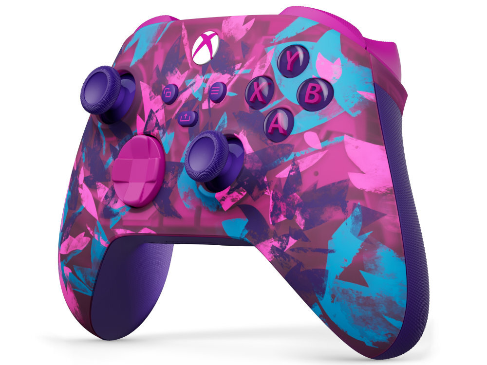 Kontroler MICROSOFT Xbox konsolami Xbox Series X, Xbox Series S i Xbox One, komputerami PC oraz macOS Android i iOS szybkiego parowania przełączania między kompatybilnymi urządzeniami - kontroler na białym tle pod kątem