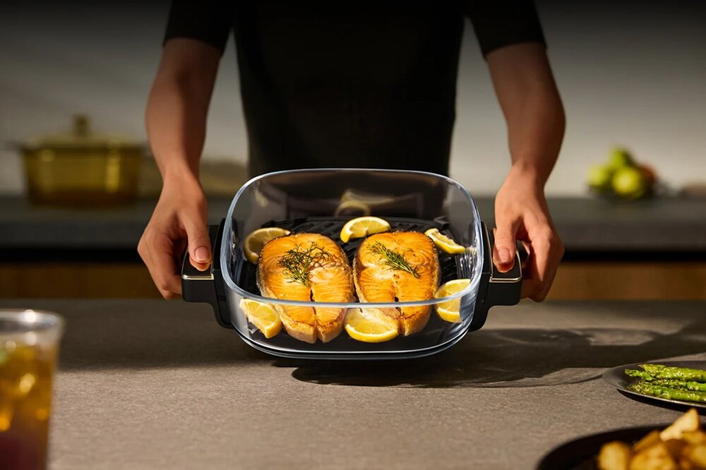 Air Fryer Frytkownica beztłuszczowa MOVA AF20 Pro żaroodporne szkło, nie pochłania zapachów, naturalne aromaty, higieniczne wnętrze