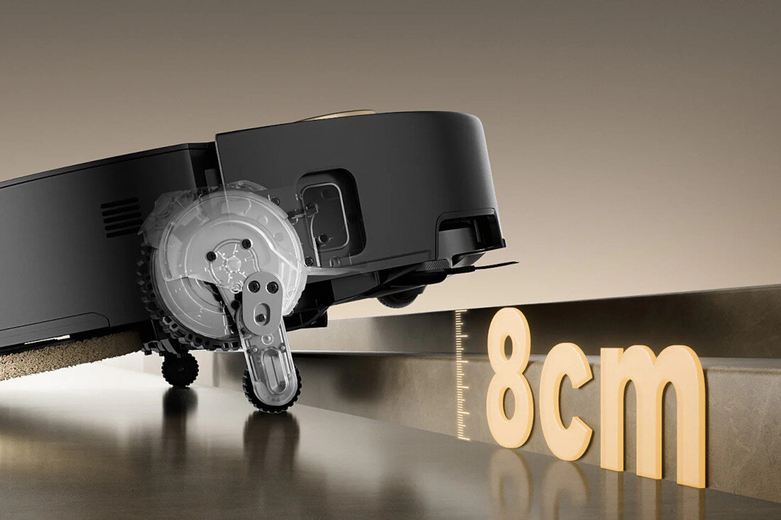 Robot sprzątający MOVA Mobius 60 Pokonuje progi i przeszkody Technologia StepMaster™ 2.0  przeszkód o wysokości do 8 cm