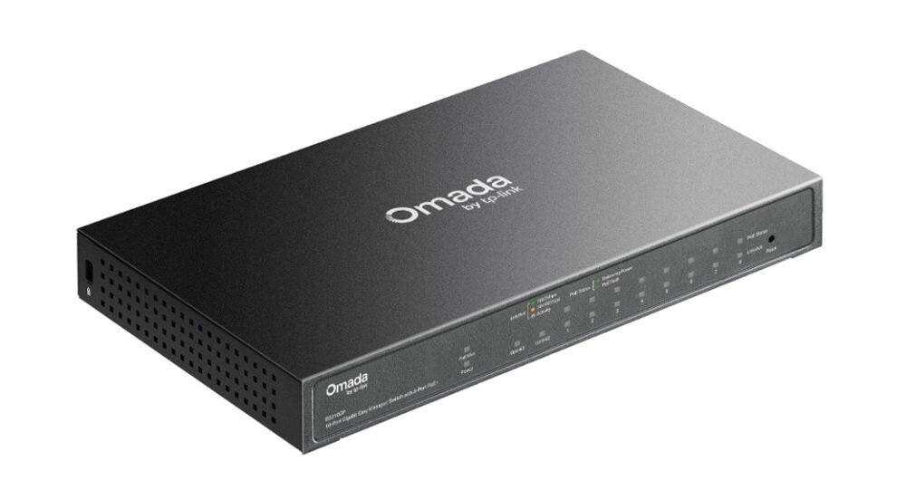 Router TP-LINK Omada VPN Gateway prezentuje porty WAN, LAN i SFP na jasnym tle produktowym