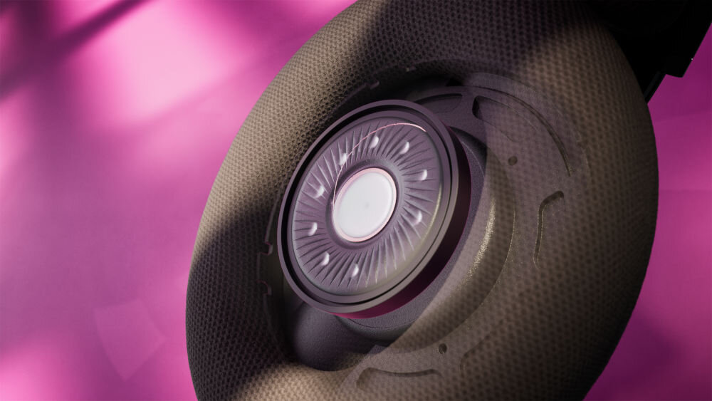 Słuchawki nauszne PHILIPS SHP9500CY/00 przetworniki 50 mm kątowe dopasowanie, kadr nausznika na różowym tle