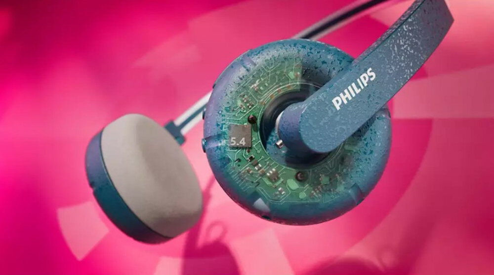 Słuchawki PHILIPS TAH2000TL/00 Bluetooth 5.4 stabilne połączenie i aplikacja, słuchawki bokiem na różowym tle