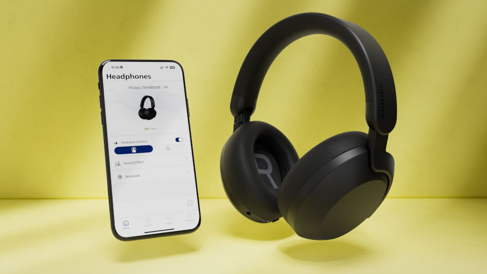 PHILIPS TAH8000EBK/00 słuchawki Bluetooth 5.4, wielopunktowe połączenie, Auracast, słuchawki nauszne po skosie, smartfon