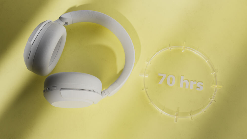 PHILIPS TAH8000EWT/00 słuchawki do 70h odtwarzania, szybkie ładowanie USB-C, Fast Pair, Swift Pair, słuchawki nauszne na żółtym tle