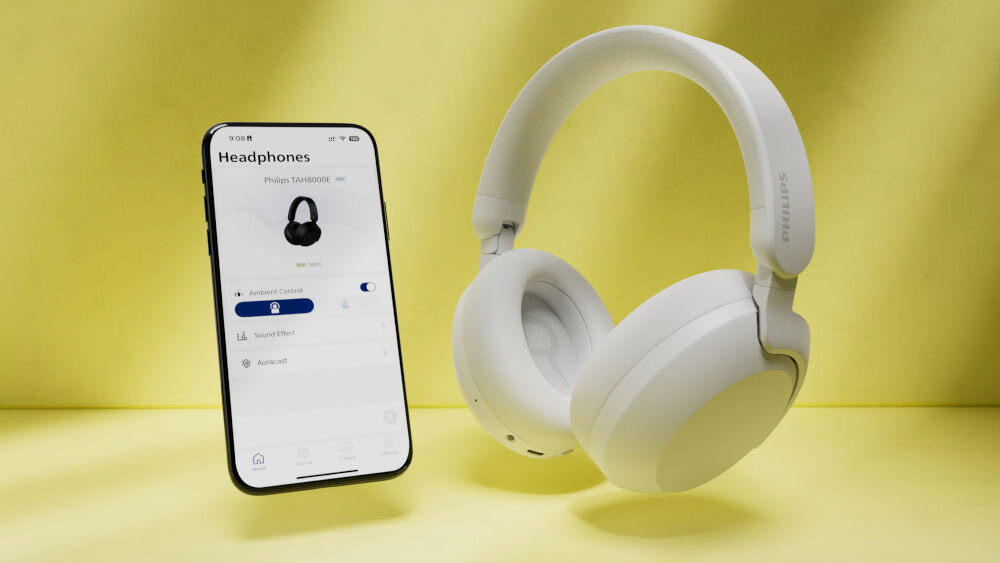 PHILIPS TAH8000EWT/00 słuchawki Bluetooth 5.4, wielopunktowe połączenie, Auracast, słuchawki nauszne po skosie, smartfon