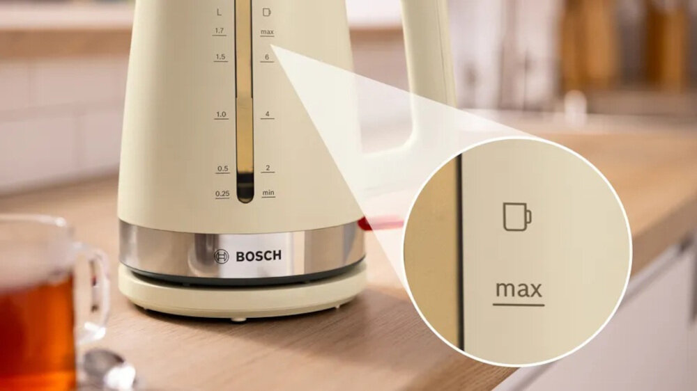 Czajnik BOSCH MyMoment TWK4M227 Beżowy Wskaźnik poziomu wody oszczędność pojemność