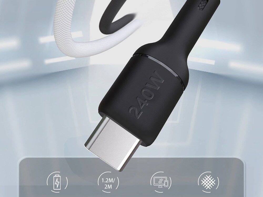 Kabel DUDAO L9C Max USB-C po obu stronach Długość 2 m smartfona, tabletu lub laptopa  - zbliżenie na wtyczkę usb-c