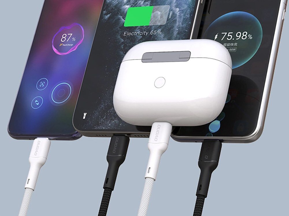 Kabel DUDAO L9C USB-C po obu stronach Długość 1 m smartfona, tabletu lub laptopa  - kabel w dwóch wariantach kolorystycznych podpiętu do smartfonów i słuchawek