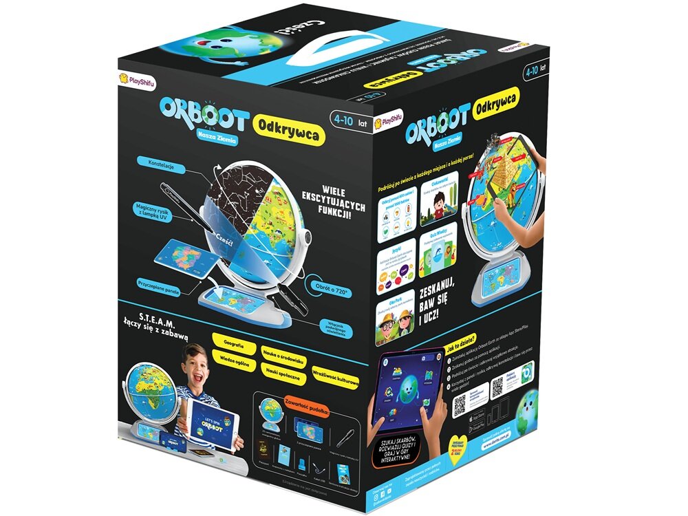 Zabawka edukacyjna PLAYSHIFU Orboot Explorer Odkrywca 011-SHIFU072 w języku polskim, opcja quizu, poszukiwanie skarbów, rozwój funkcji poznawczych