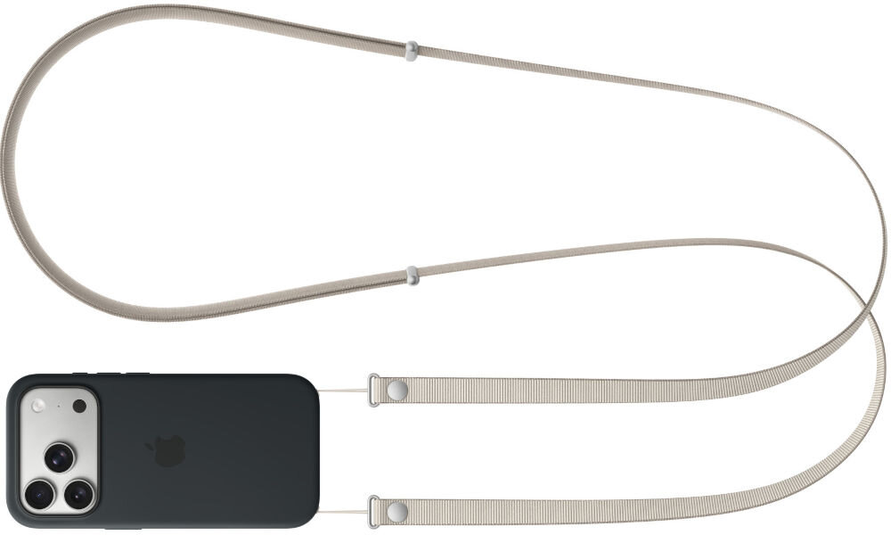 Pasek na ramię APPLE z założónym smartfonem w etui