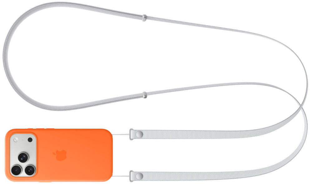 Pasek na ramię APPLE z założónym smartfonem w etui