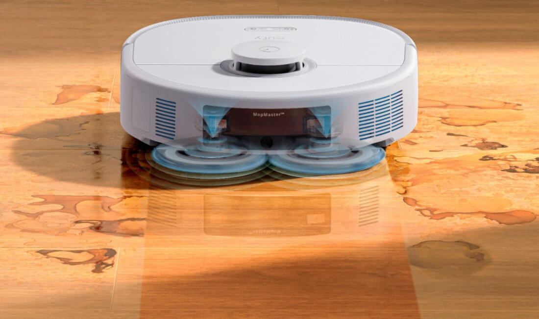 Robot sprzątający EUFY X10 Pro Omni MopMaster 2.0 odkurza mopuje podwójne nakładki nacisk prędkość usuwa plamy