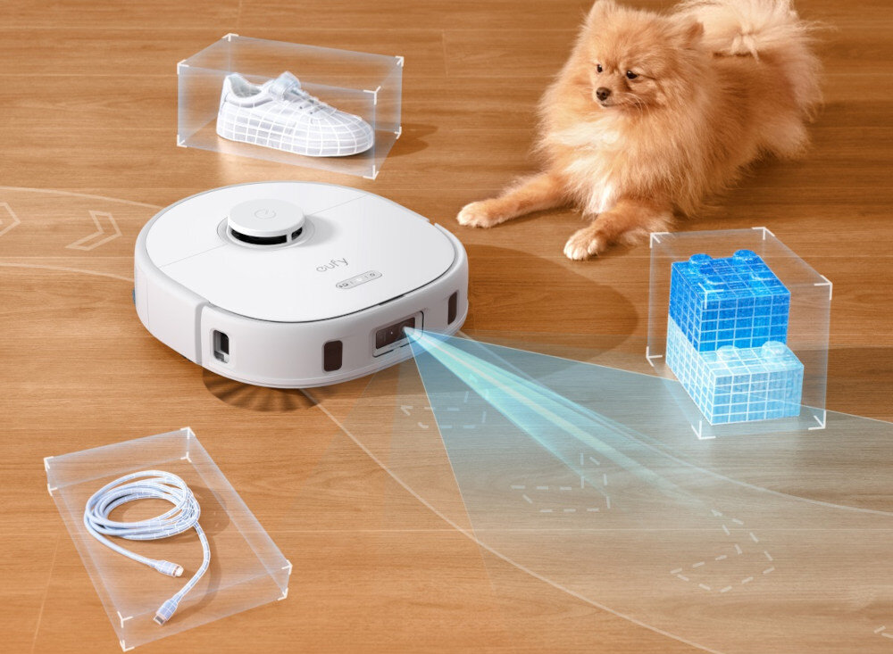 Robot sprzątający EUFY X10 Pro Omni technologia AI.See 100 obiektów przewody buty zabawki Precyzyjna nawigacja laserowa iPath konfigurowalna AI.Map 2.0 tworzenie stref kontrola