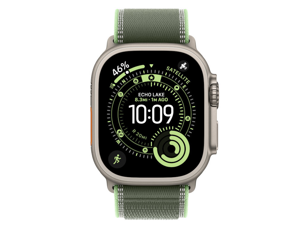 Pasek Apple Trail Apple Trail zapięcie na zakładkę Regulacja wplecione odblaskowe nici - pasek z zegarkiem na białym tle od przodu