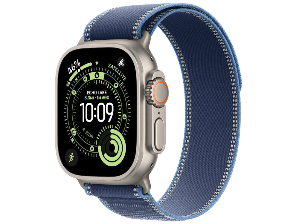 Pasek Apple Trail Apple Trail miękkiego splotu nylonu zwiększonej elastyczności nie uciska skóry - pasek z zegarkiem na białym tle pod kątem