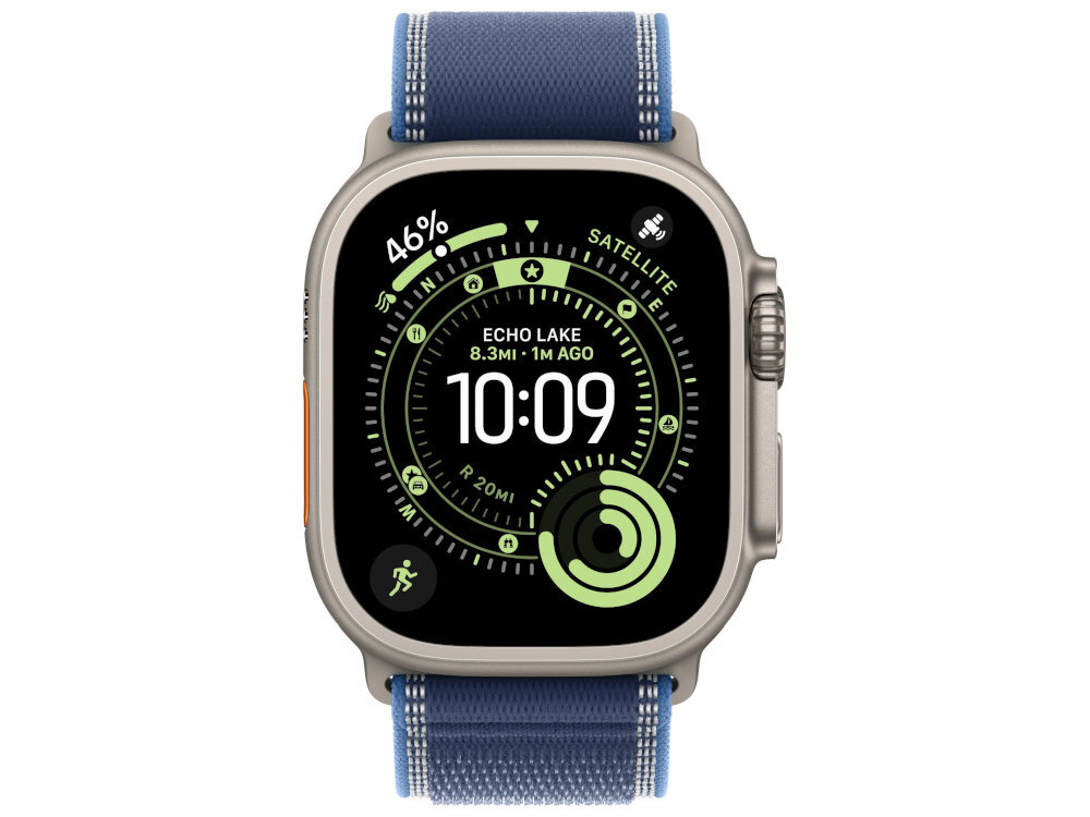 Pasek Apple Trail Apple Trail zapięcie na zakładkę Regulacja wplecione odblaskowe nici - pasek z zegarkiem na białym tle od przodu