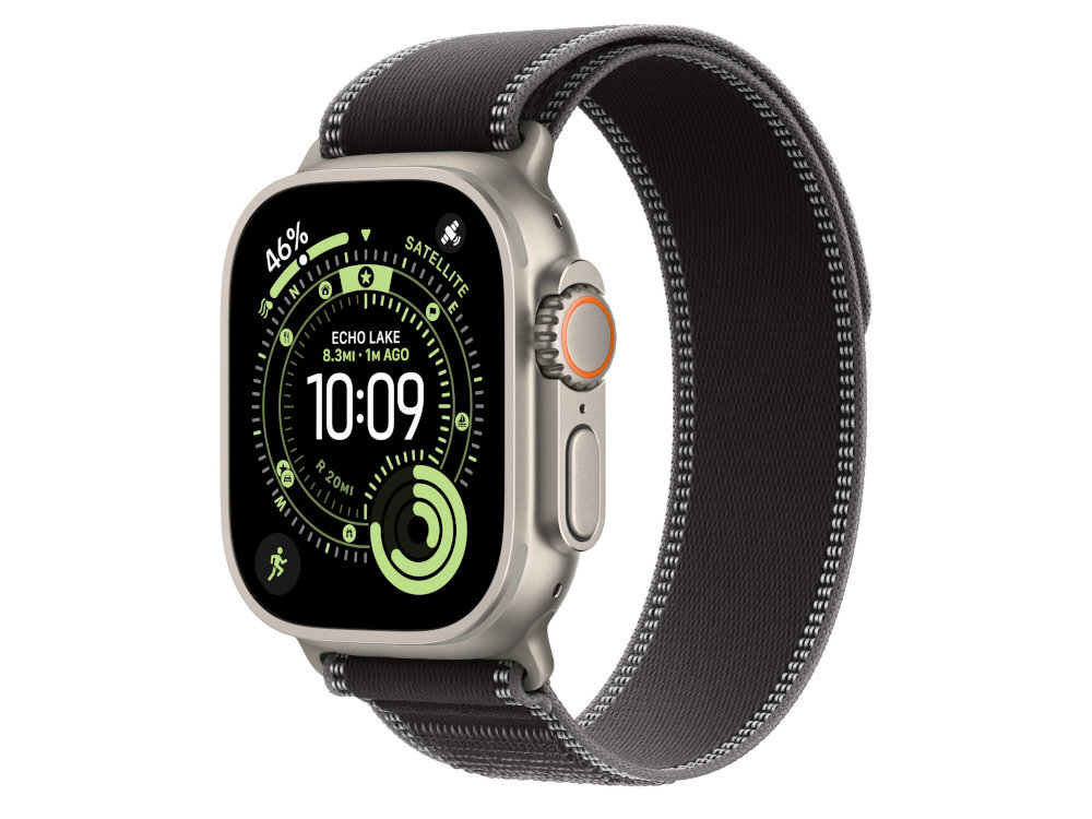 Pasek Apple Trail Apple Trail miękkiego splotu nylonu zwiększonej elastyczności nie uciska skóry - pasek z zegarkiem na białym tle pod kątem