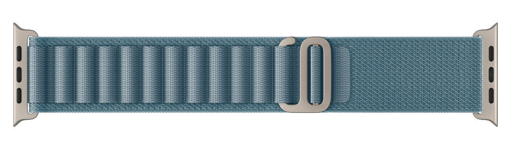 Pasek Alpine do Apple Watch Alpine tytanową klamrę w kształcie litery „g” tytan pochodzący w 90% z recyklingu odporny na korozję - pasek na płasko, widać zapięcie