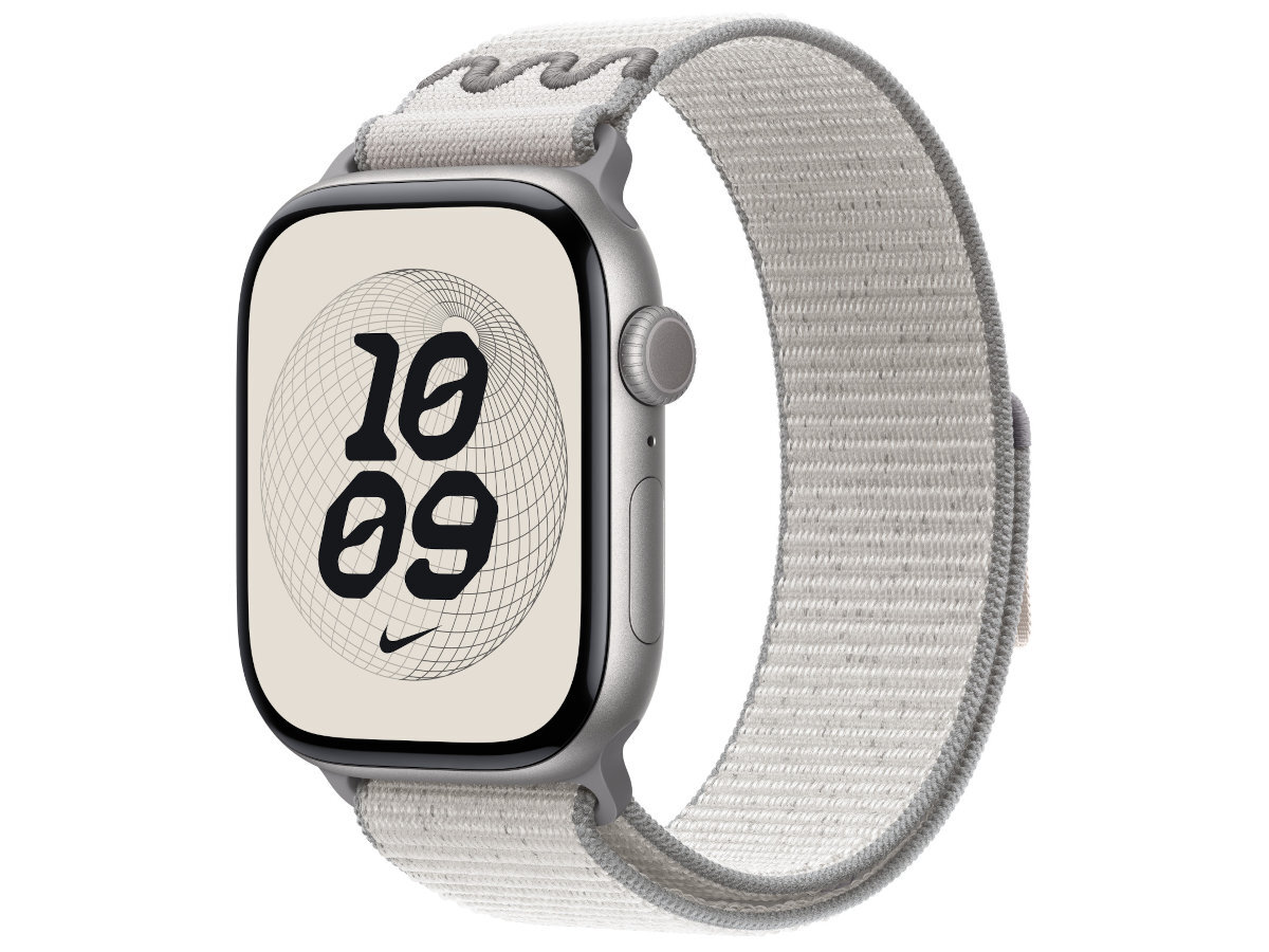 Pasek Apple Watch Nike Sport Loop - zegarek z paskiem pod kontem na białym tle